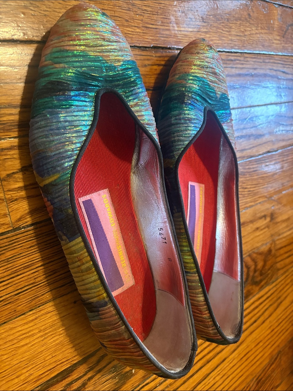 Vintage Shimmering Multicolor Flats Hand Made in Italy
